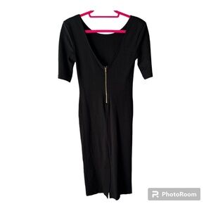 Lulu's Women's Black Bodycon Midi Low Zip Back Dress Size Small
